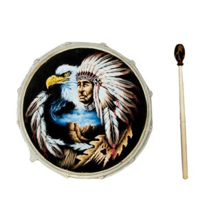 40cm Grosse Schamanentrommel Adler mit Indianer Rahmentrommel Bodhran Drum