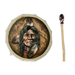 30cm Grosse Schamanentrommel Indianer Feder Haar Rahmentrommel Bodhran Drum