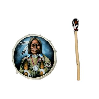 30cm Grosse Schamanentrommel Indianer Poncho Gemalt Rahmentrommel Bodhran Drum