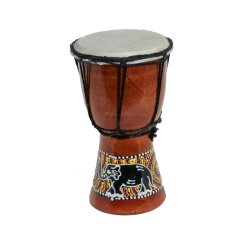 25cm Kinder Djembe Trommel Bongo Drum Holz Bunt Elefant + Rassel Schildkröte R1