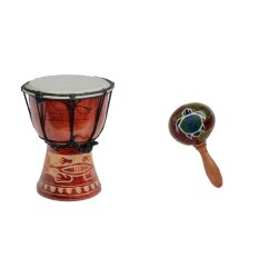 25cm Kinder Djembe Trommel Bongo Holz Gecko+ Rassel...