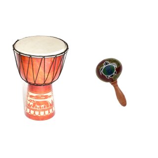 XXL 70cm Djembe Holz Trommel Bongo Ziegenfell Elefant Holz + Rassel Schildkröte R1