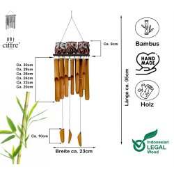 Windspiel Klangspiel Bambus Holz 3 Eulen Nix sehen...