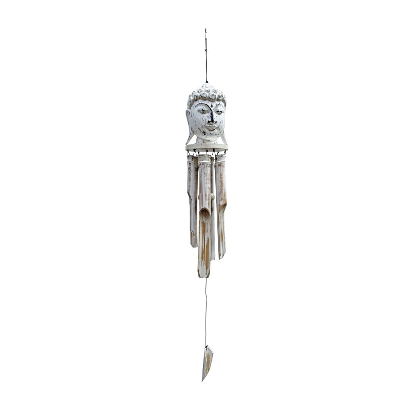 Windspiel Klangspiel Bambus Kokosnuss - Wei Used Look Buddha - Meine,  19,99