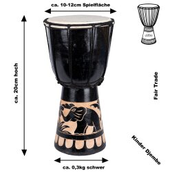 20cm Djembe Trommel Bongo Elefant Schwarz A1