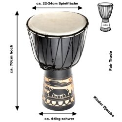 70cm Djembe Trommel Bongo Elefant Schwarz A1